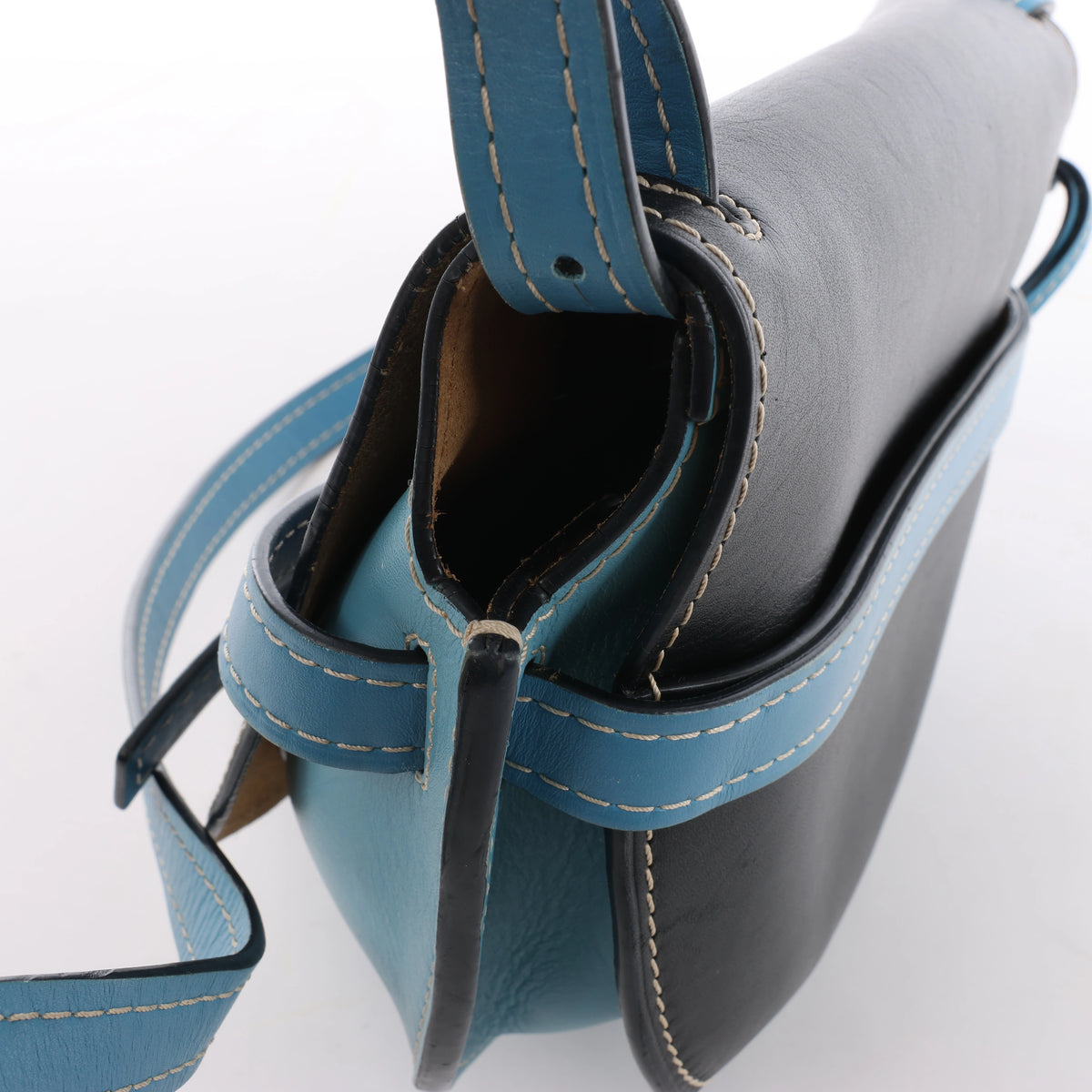 LOEWE Gate Leather Crossbody Bag in Black x Blue