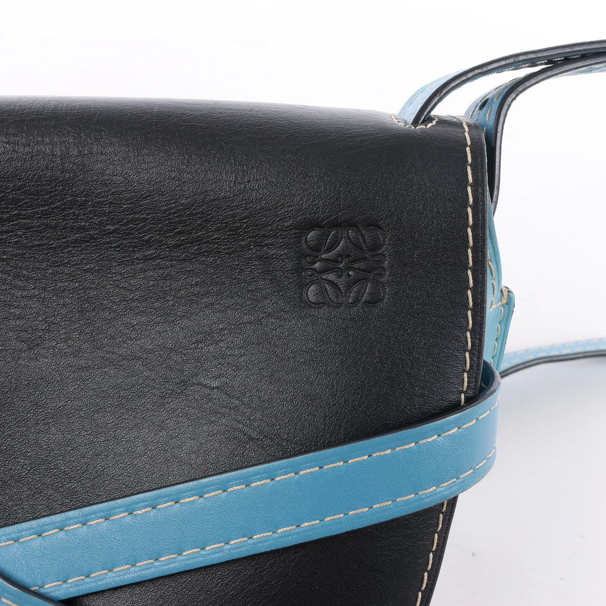 LOEWE Gate Leather Crossbody Bag in Black x Blue