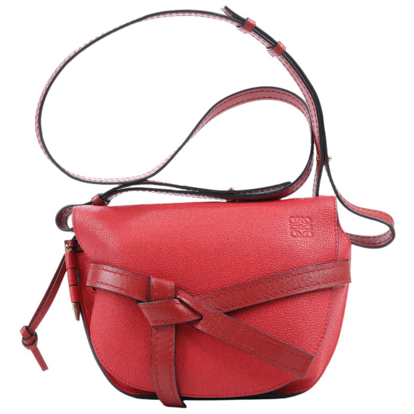LOEWE Gate Soft Grain Leather Mini Crossbody Bag Scarlet Red Burnt Red