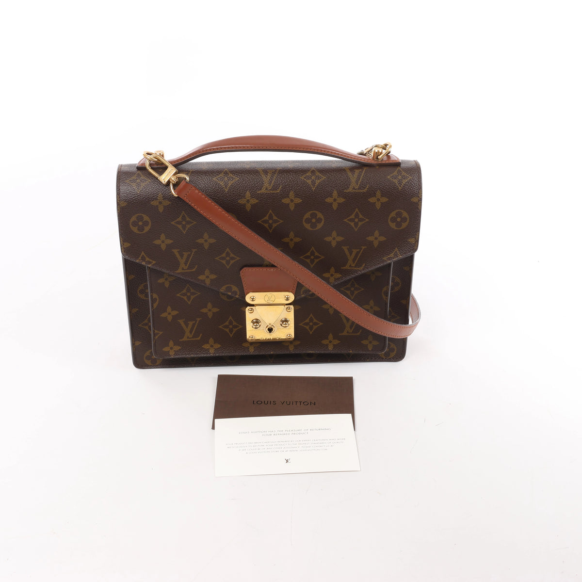 Louis Vuitton Monceau Monogram 2Way Handbag in Brown