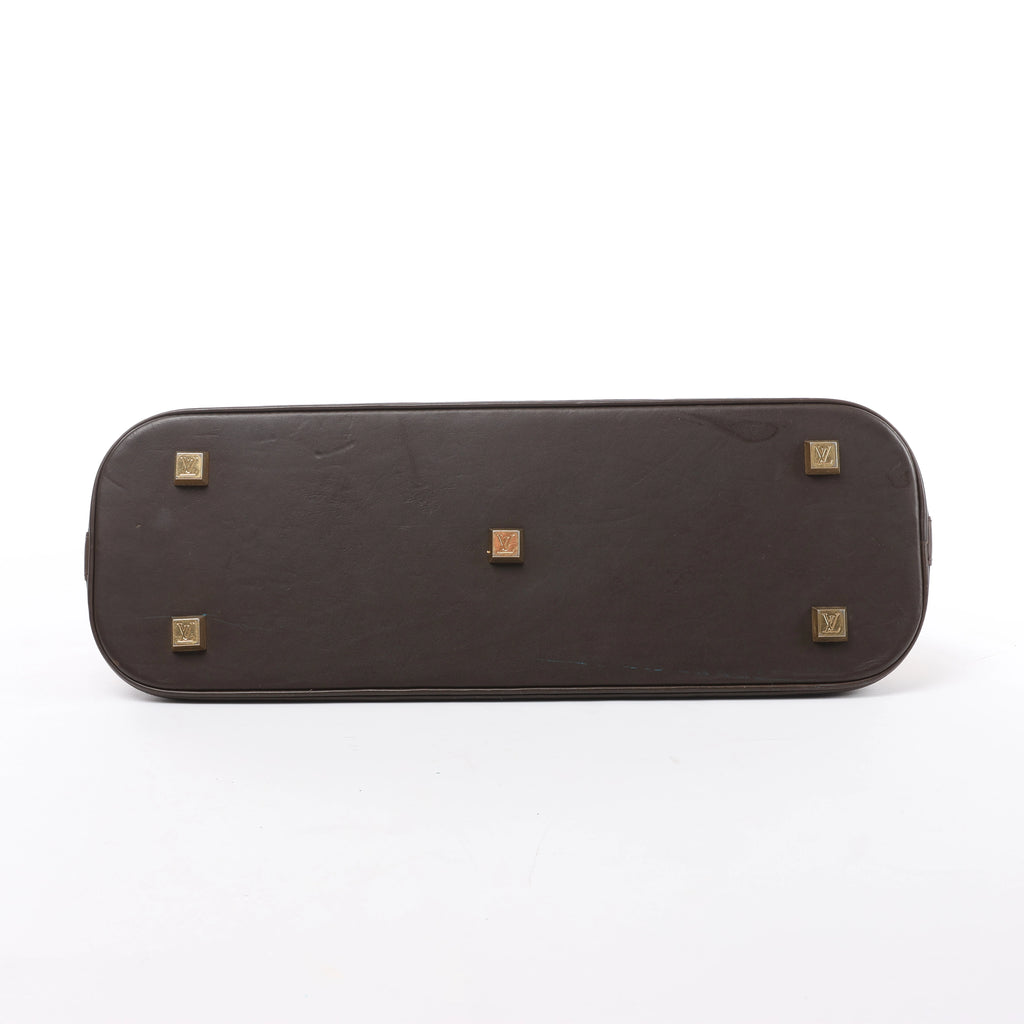 Louis Vuitton Alma Long Mini Lin Handbag in Beige x Brown