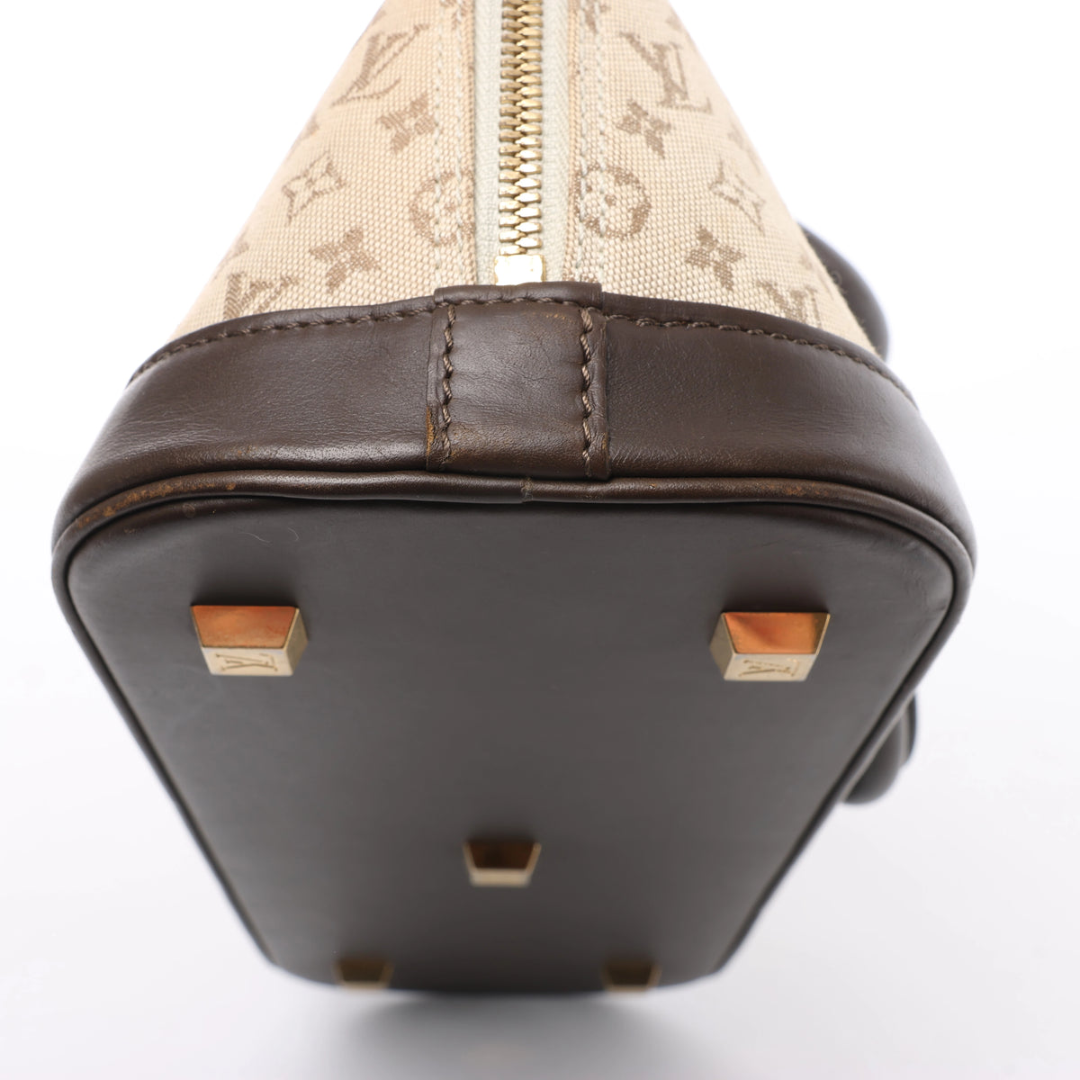Louis Vuitton Alma Long Mini Lin Handbag in Beige x Brown