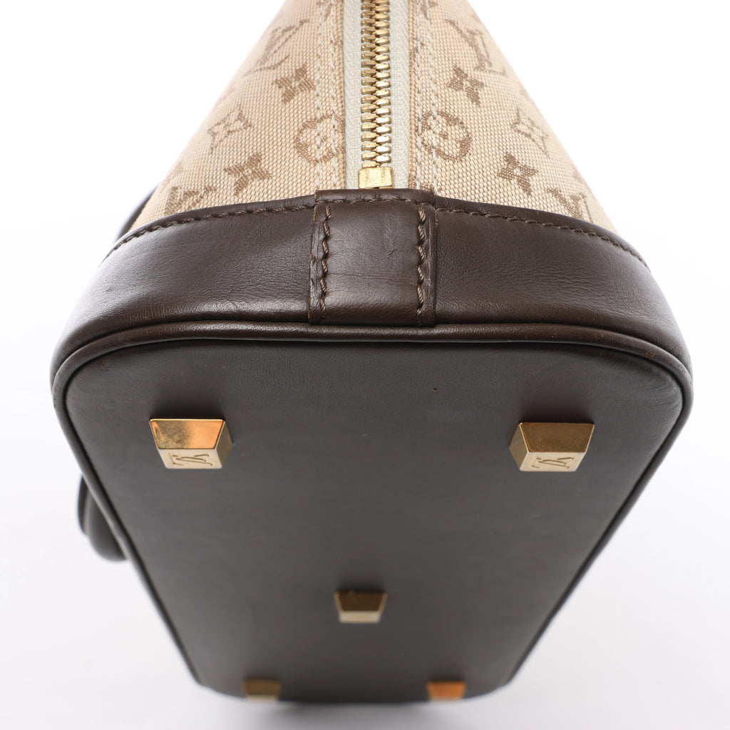 Louis Vuitton Alma Long Mini Lin Handbag in Beige x Brown