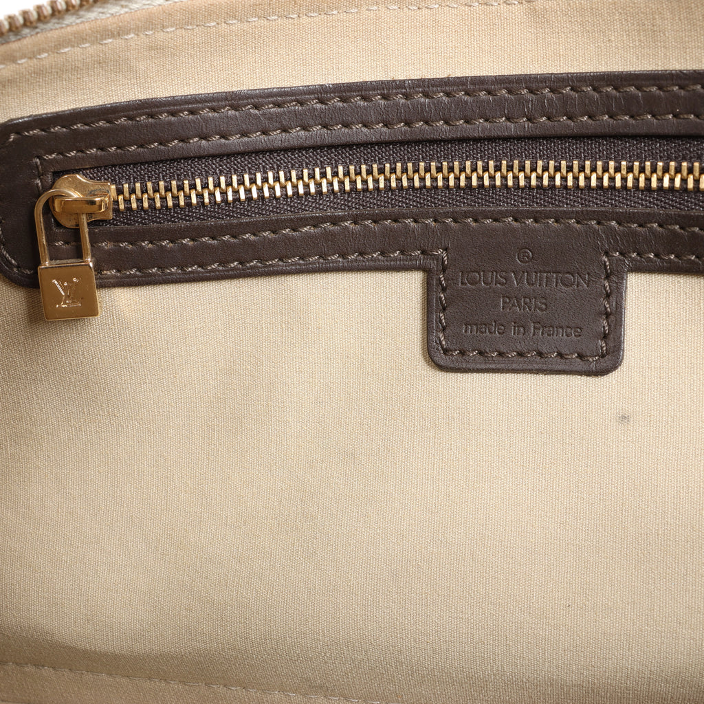 Louis Vuitton Alma Long Mini Lin Handbag in Beige x Brown