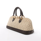 Louis Vuitton Alma Long Mini Lin Handbag in Beige x Brown