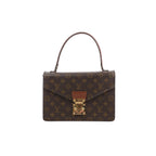 Brown Louis Vuitton Concorde Monogram canvas handbag with slim top handle, envelope-style flap, leather trim and gold-tone clasp.