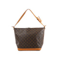 Brown Louis Vuitton Amfar 3 Monogram canvas shoulder bag with tan leather trim, adjustable shoulder strap and zip-top closure.