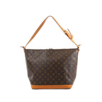 Brown Louis Vuitton Amfar 3 Monogram canvas shoulder bag with tan leather trim, adjustable shoulder strap and zip-top closure.