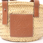 LOEWE Anagram Basket Small Raffia x Leather Handbag in Beige x Brown