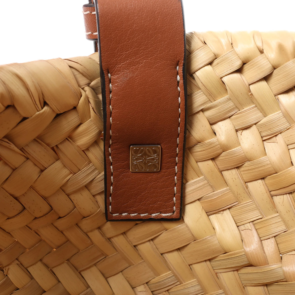 LOEWE Anagram Basket Small Raffia x Leather Handbag in Beige x Brown