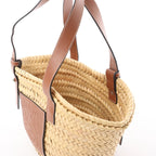 LOEWE Anagram Basket Small Raffia x Leather Handbag in Beige x Brown