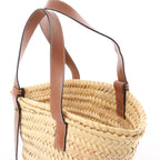 LOEWE Anagram Basket Small Raffia x Leather Handbag in Beige x Brown