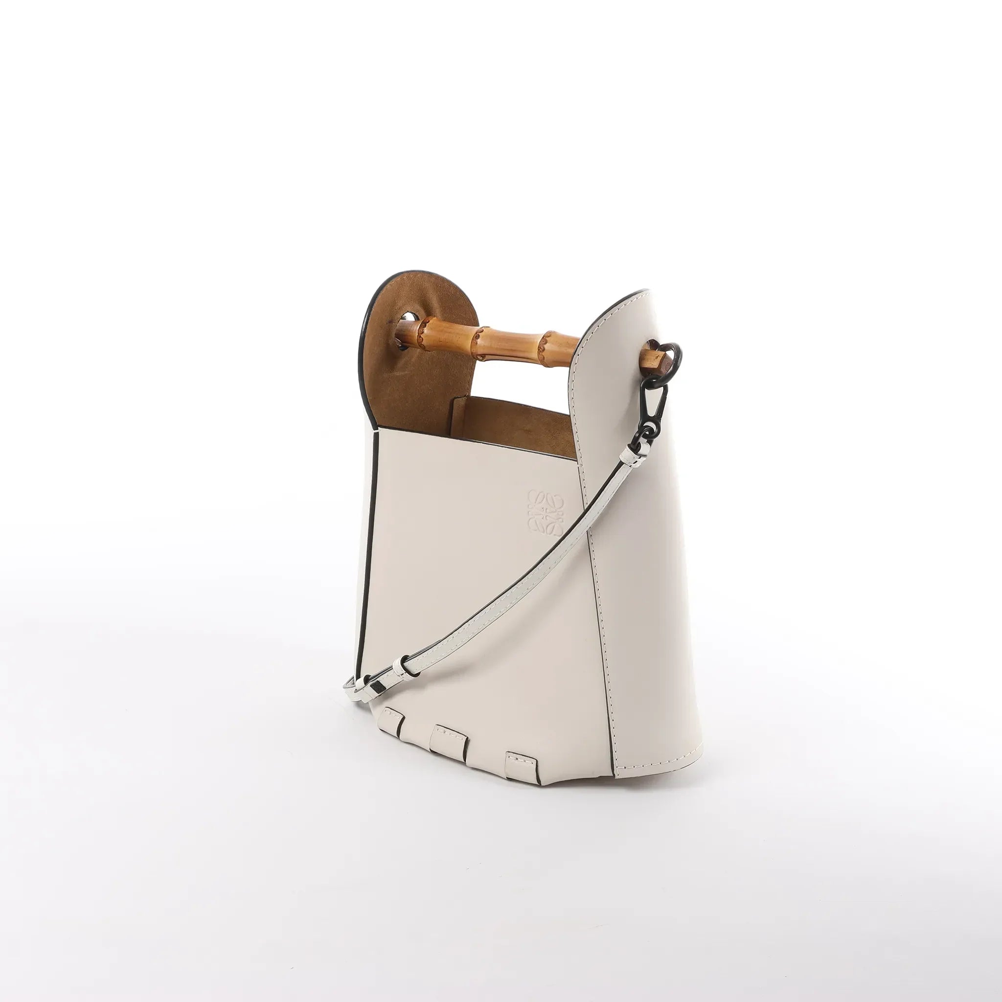 LOEWE Bamboo Buckets Leather 2Way Handbag in White