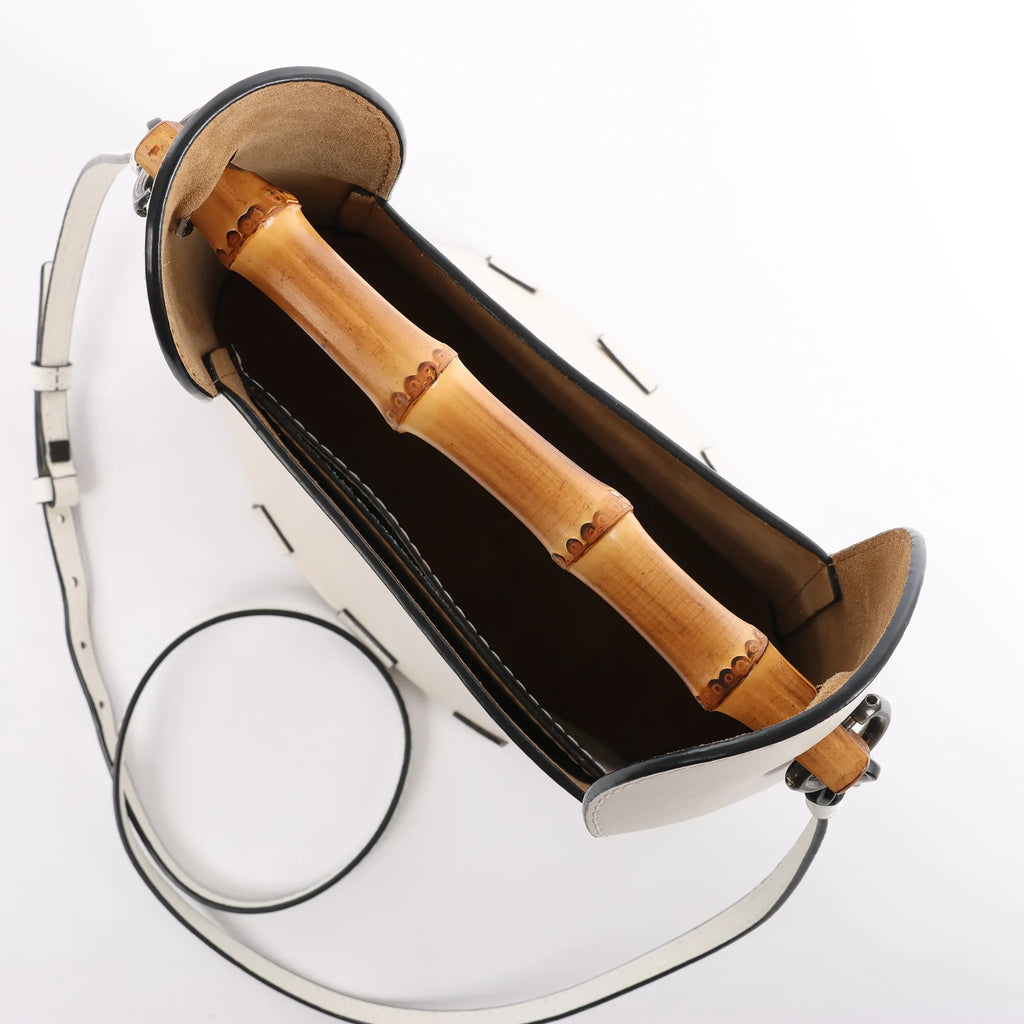 LOEWE Bamboo Buckets Leather 2Way Handbag in White