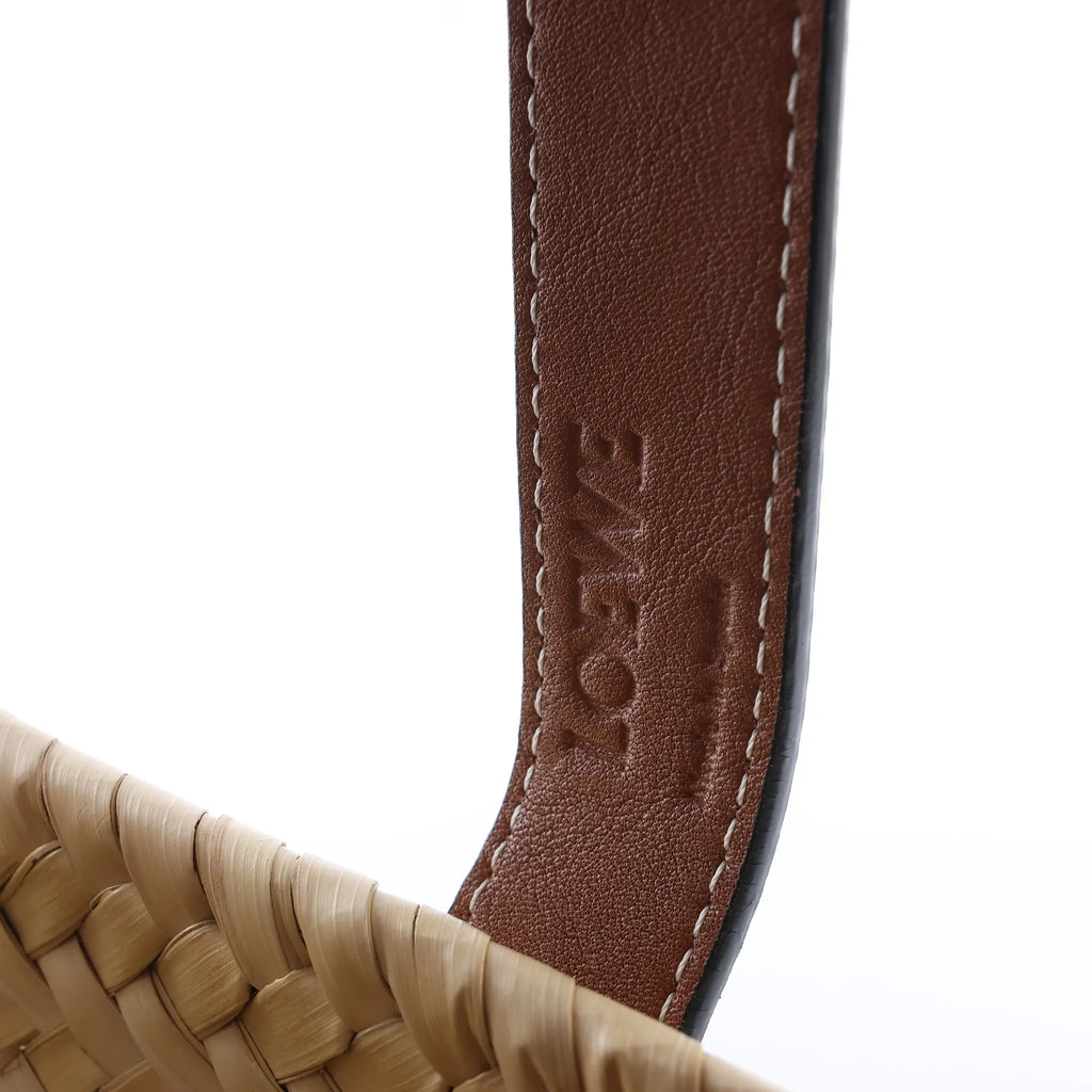 LOEWE Basket Large Raffia x Leather Handbag in Beige x Brown