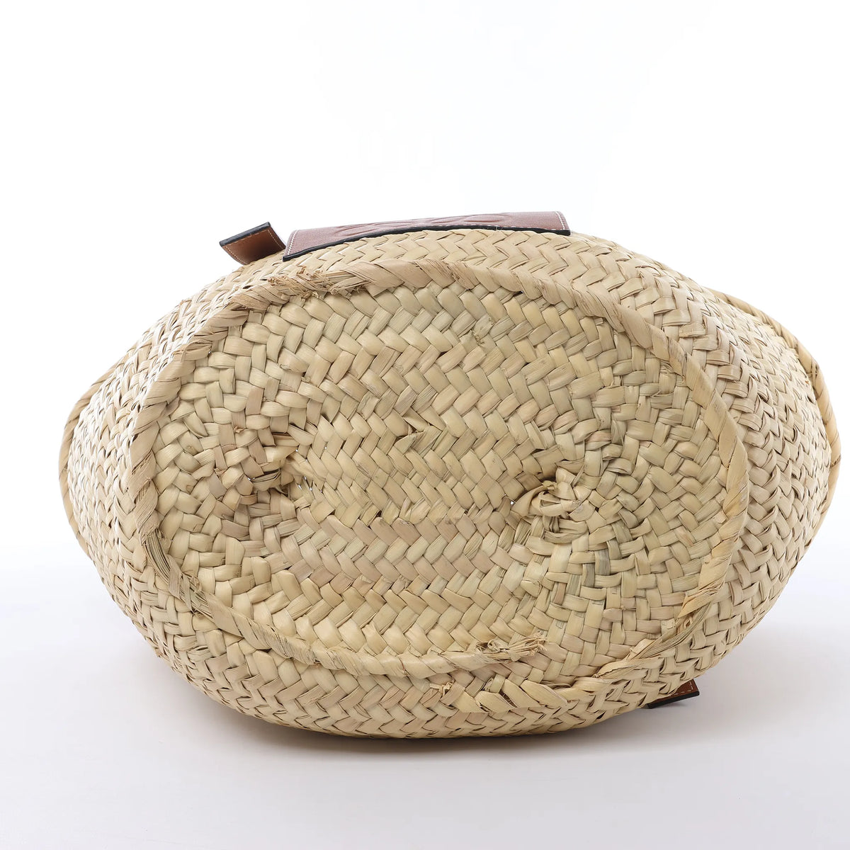 LOEWE Basket Large Raffia x Leather Handbag in Beige x Brown