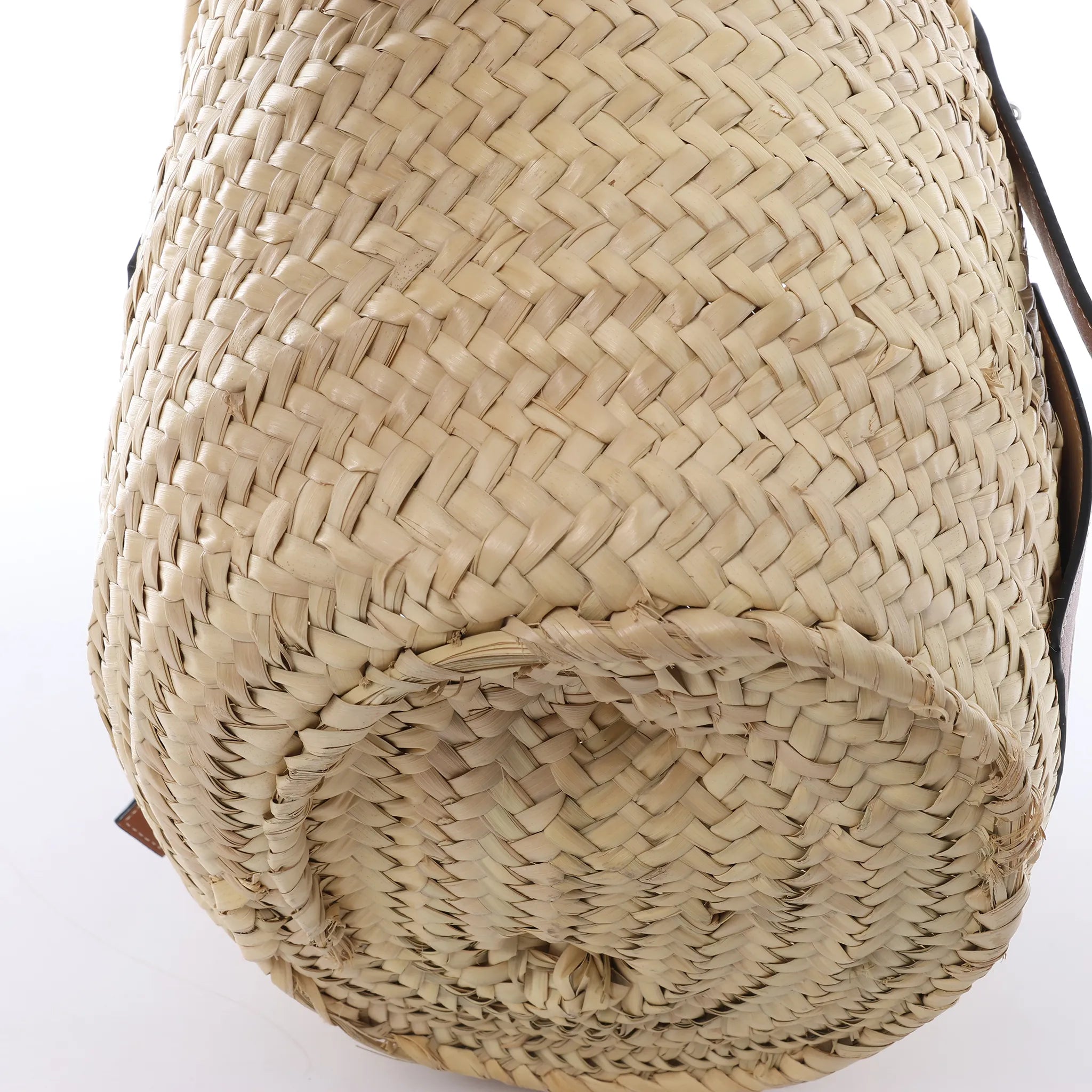 LOEWE Basket Large Raffia x Leather Handbag in Beige x Brown