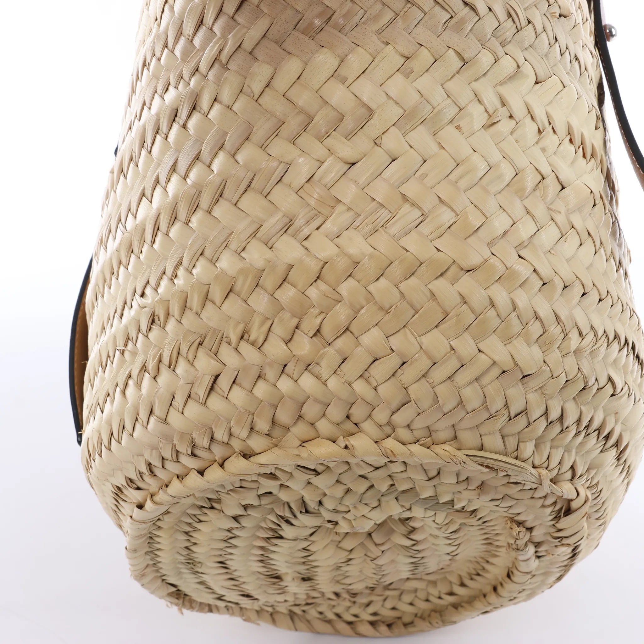 LOEWE Basket Large Raffia x Leather Handbag in Beige x Brown