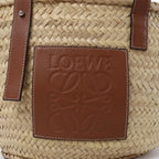 LOEWE Basket Large Raffia x Leather Handbag in Beige x Brown