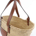 LOEWE Basket Large Raffia x Leather Handbag in Beige x Brown
