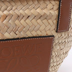 LOEWE Basket Medium Raffia x Leather Handbag in Beige x Brown