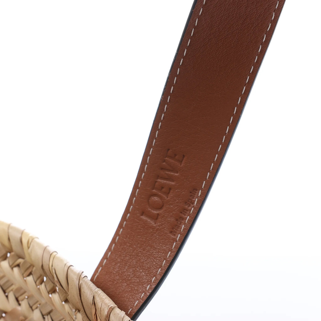 LOEWE Basket Medium Raffia x Leather Handbag in Beige x Brown