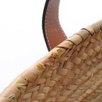 LOEWE Basket Medium Raffia x Leather Handbag in Beige x Brown