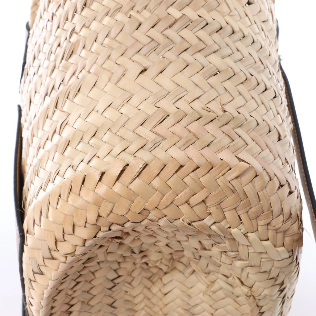 LOEWE Basket Medium Raffia x Leather Handbag in Beige x Brown