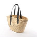 Bolso de hombro LOEWE Basket Mediano en Rafia y Piel Beige x Negro