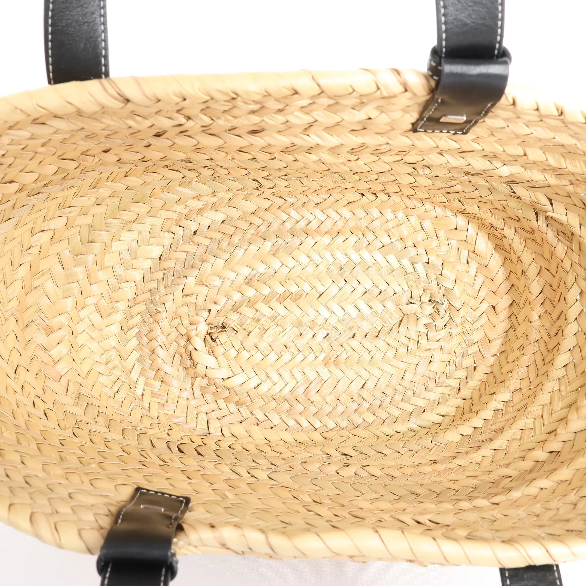 Bolso de hombro LOEWE Basket Mediano en Rafia y Piel Beige x Negro