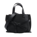 Black Loewe Gate Top Handle leather handbag with double top handles, wide shoulder strap, front knotted leather detail and embossed Anagram logo.