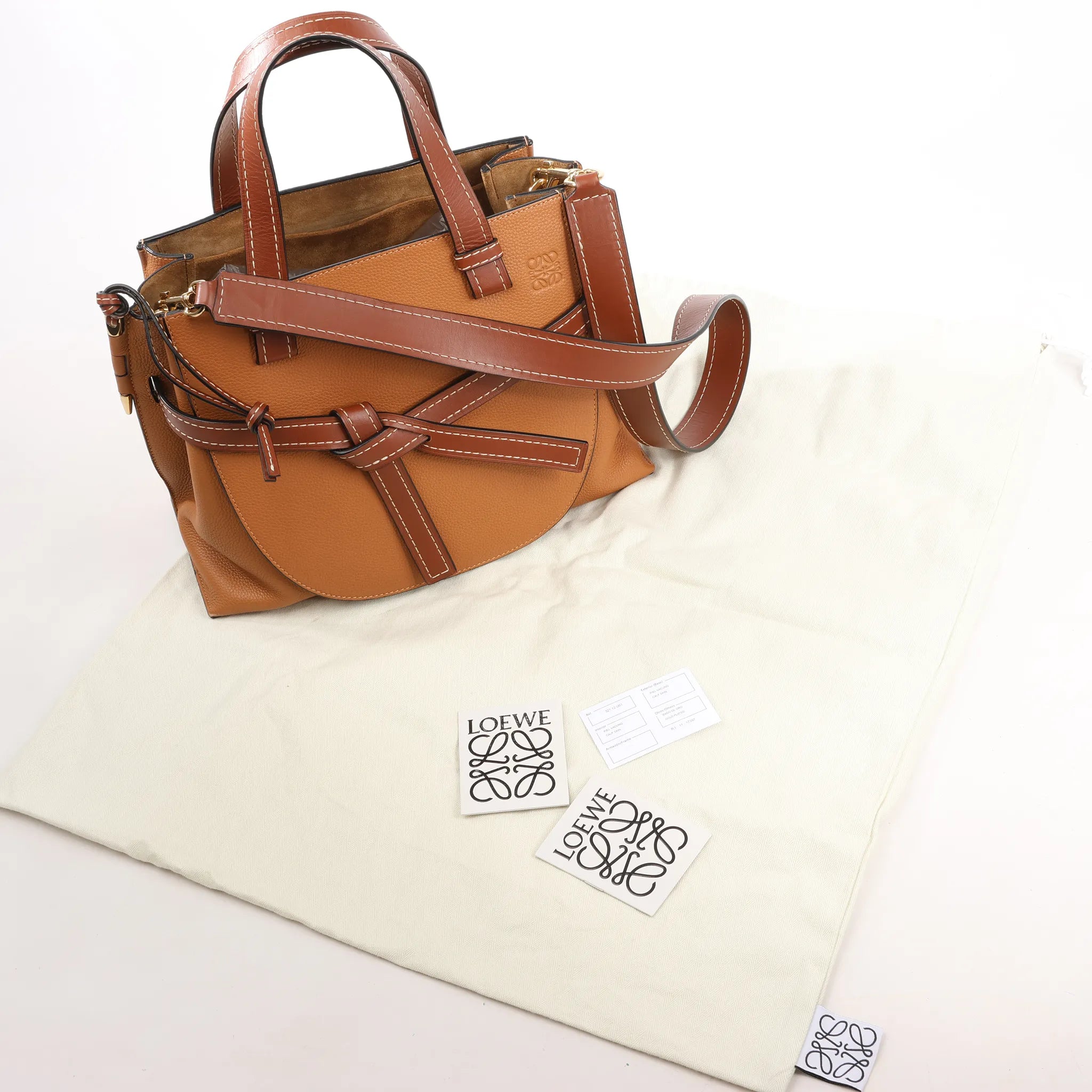 LOEWE Gate Top Handle Leather 2Way Handbag in Brown