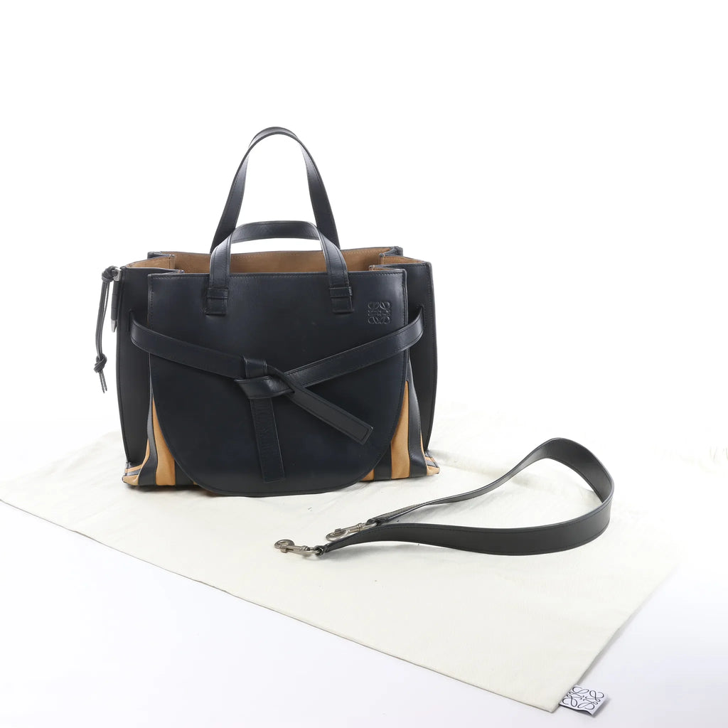 LOEWE Gate Top Handle Leather 2Way Handbag in Black
