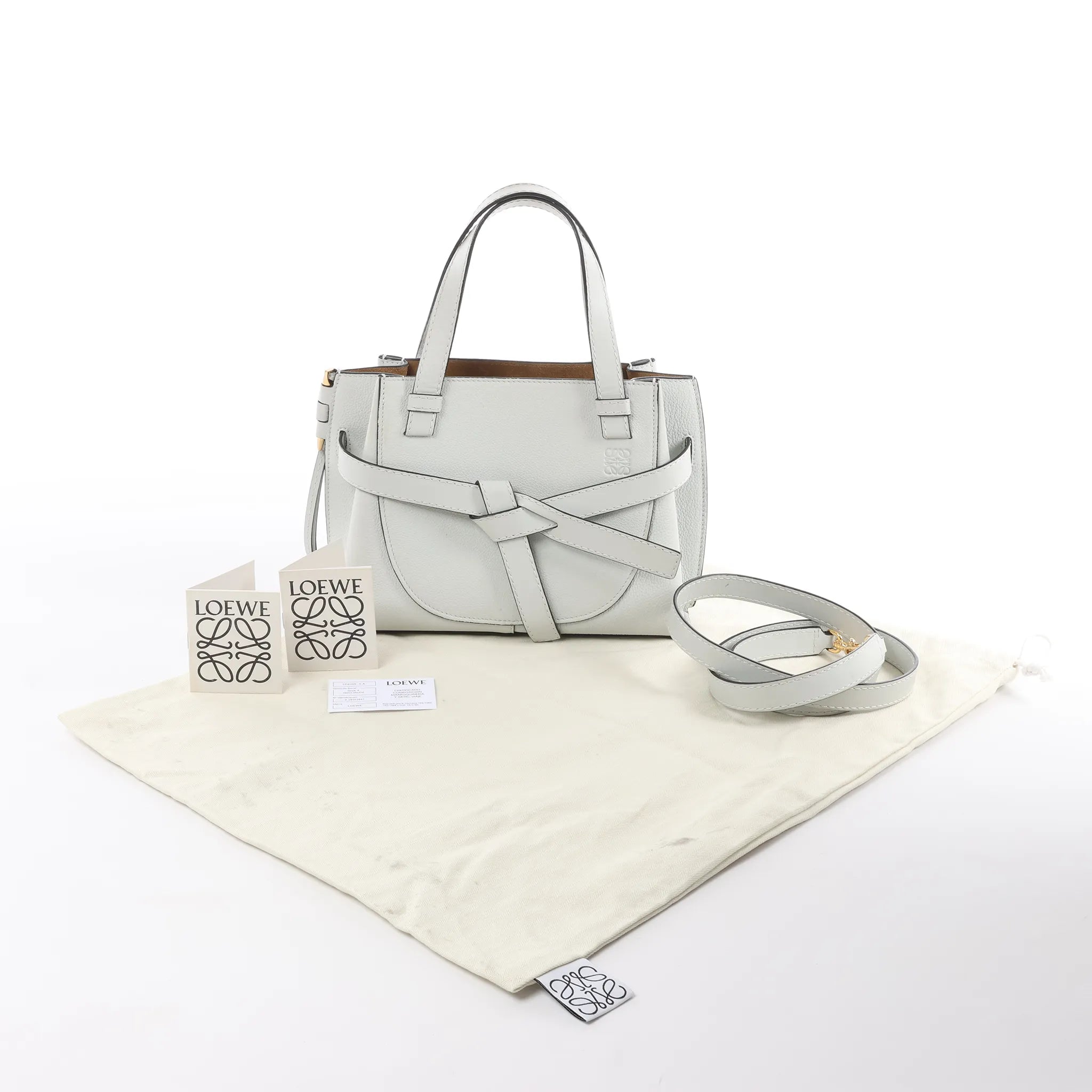 LOEWE Gate Mini Top Handle Leather 2Way Handbag in Gray