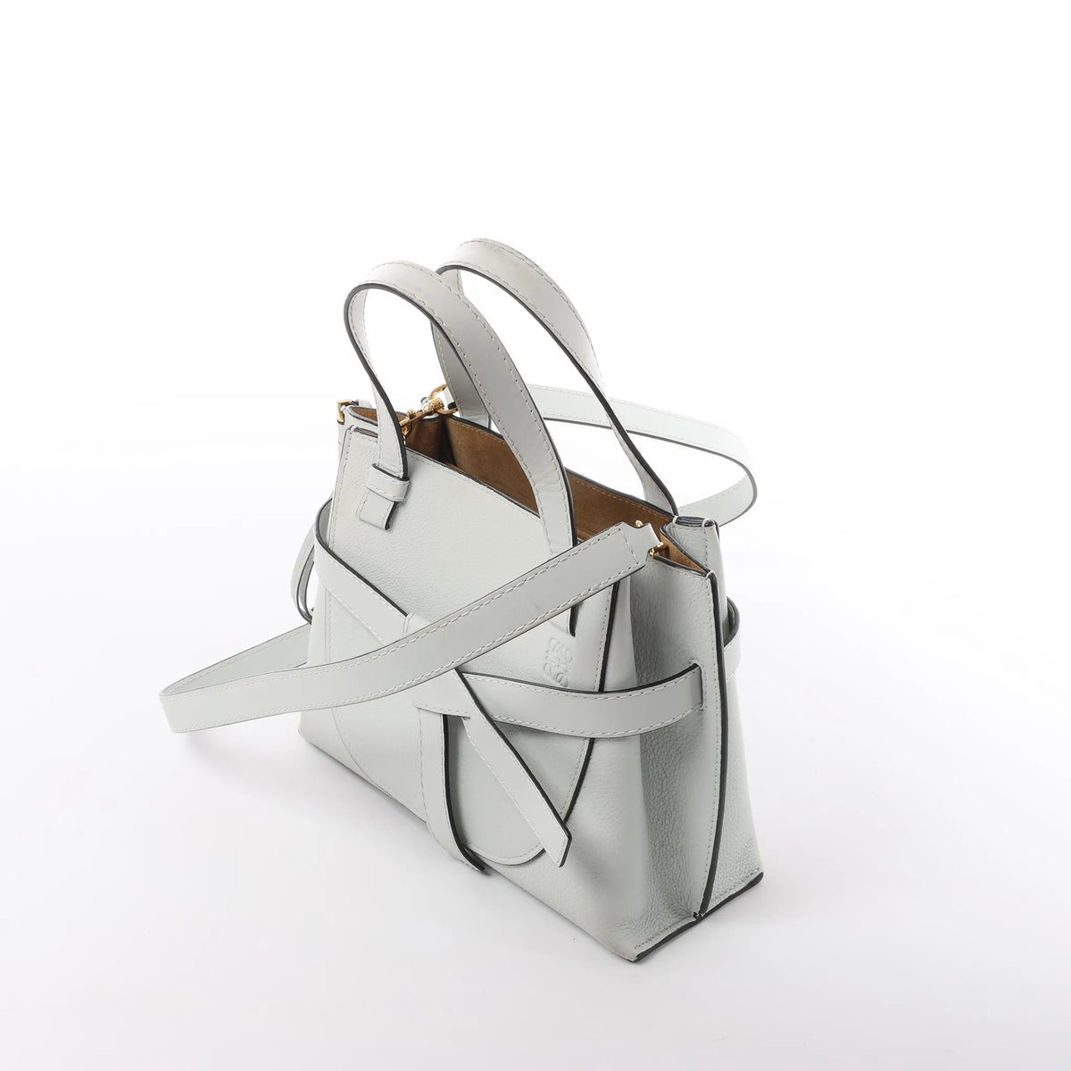 LOEWE Gate Mini Top Handle Leather 2Way Handbag in Gray