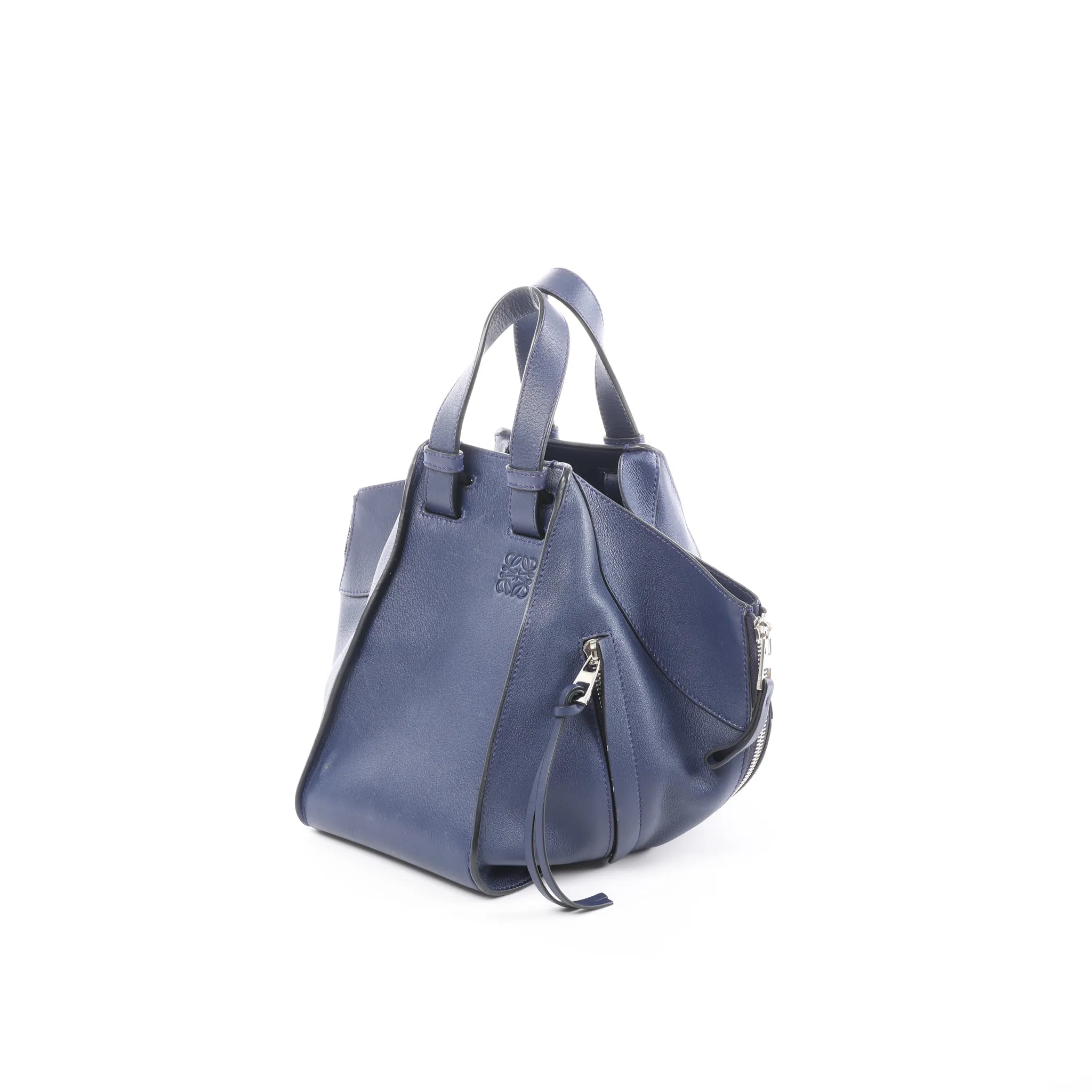 LOEWE Hammock Medium Leather 2Way Handbag in Navy Blue