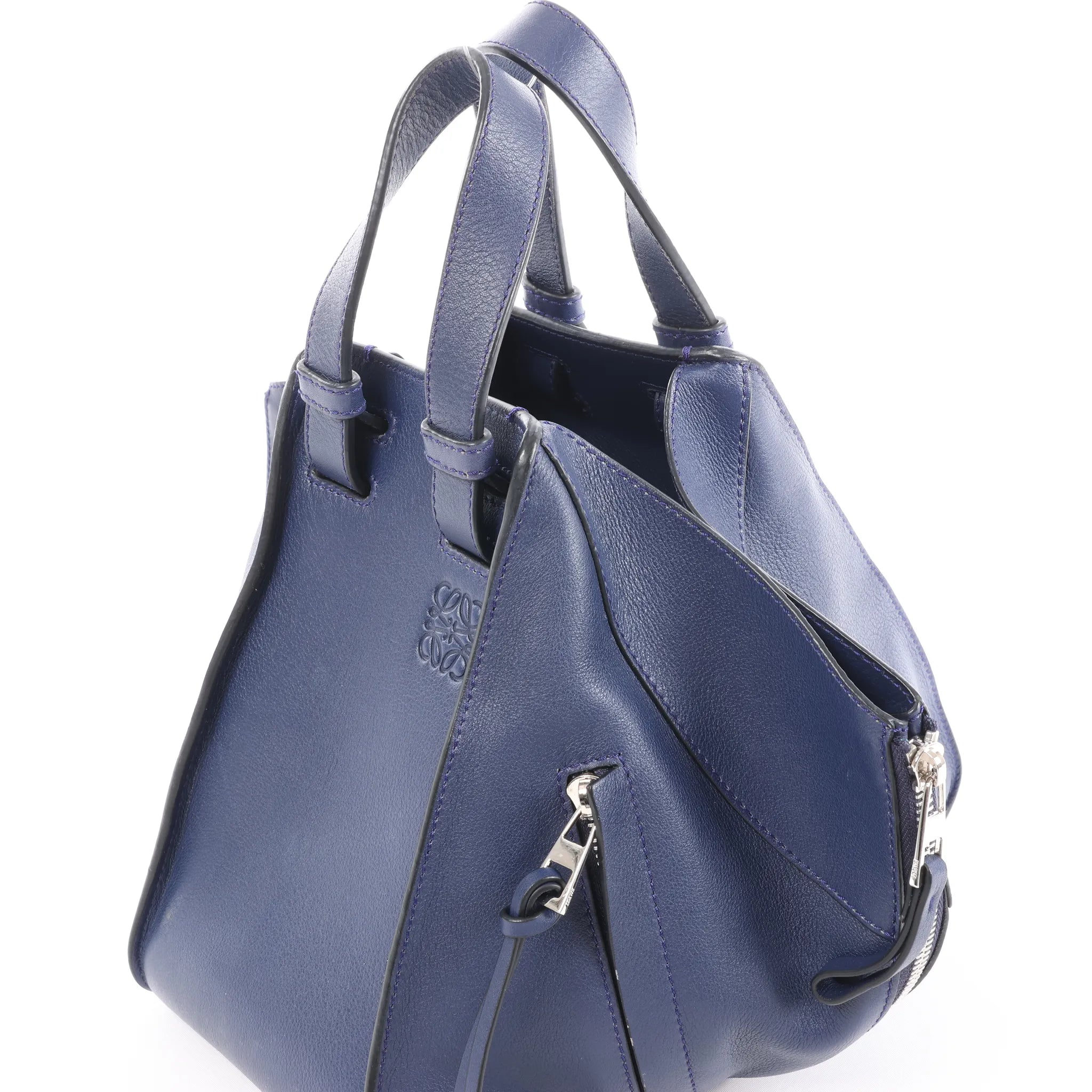 LOEWE Hammock Medium Leather 2Way Handbag in Navy Blue