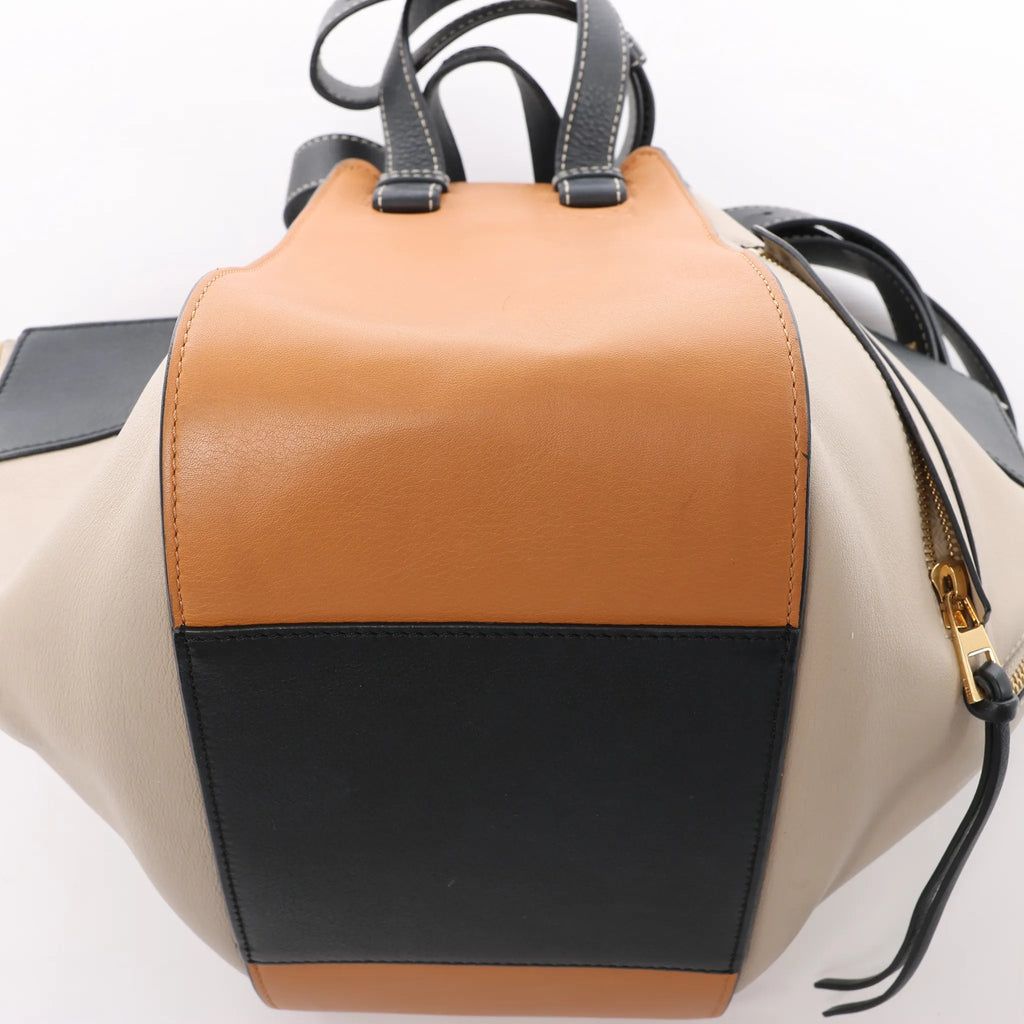 LOEWE Hammock Small Leather 2Way Handbag in Orange x Black x Beige
