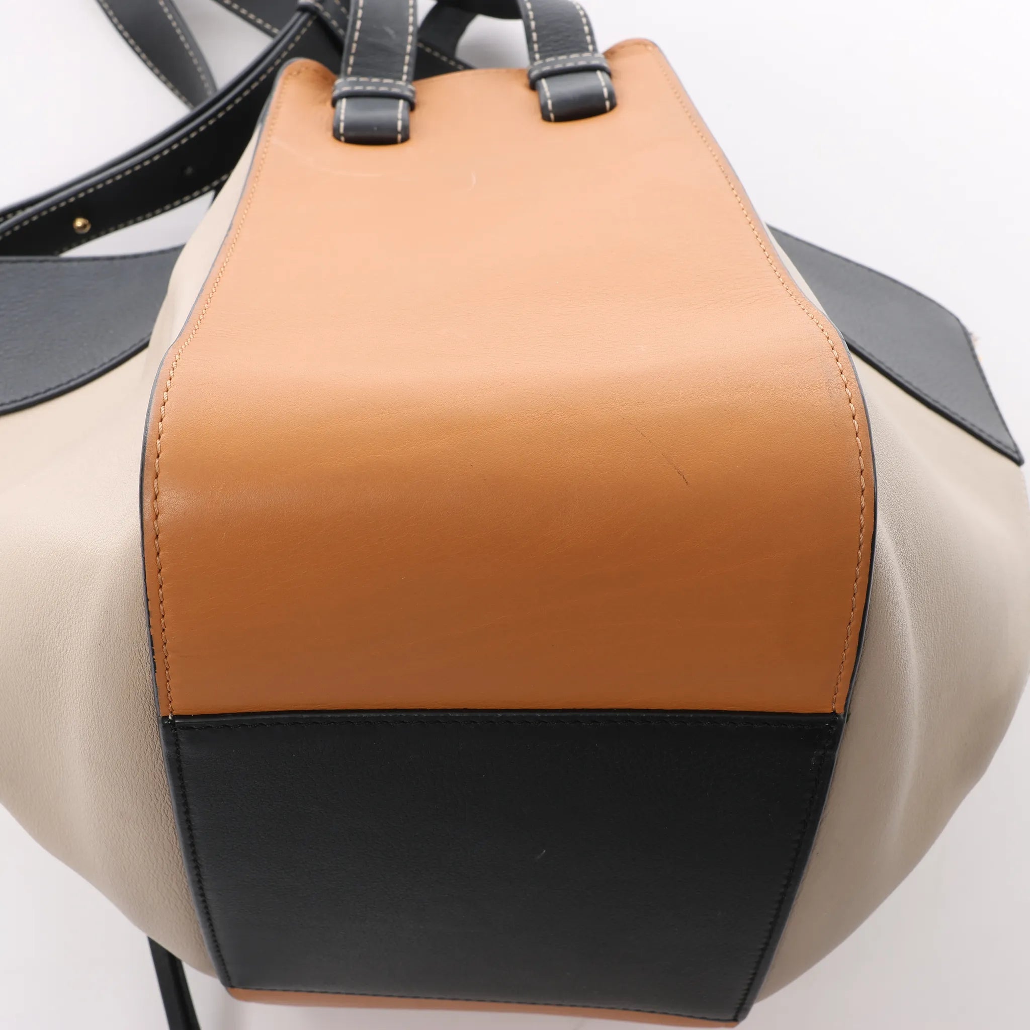 LOEWE Hammock Small Leather 2Way Handbag in Orange x Black x Beige
