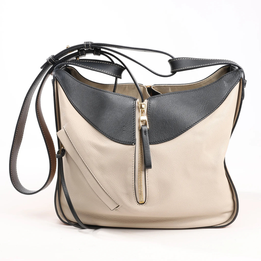 LOEWE Hammock Small Leather 2Way Handbag in Orange x Black x Beige