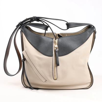 LOEWE Hammock Small Leather 2Way Handbag in Orange x Black x Beige