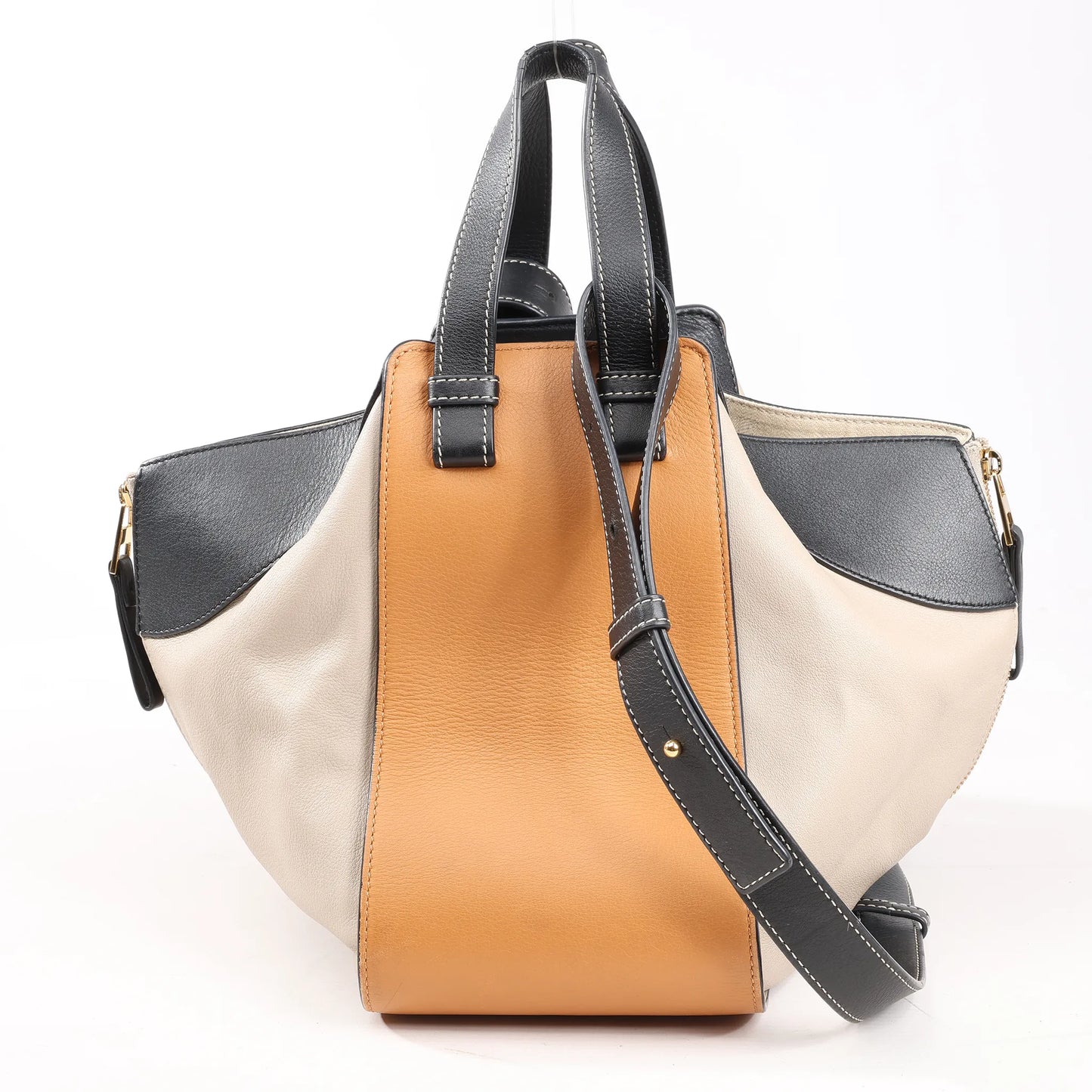 LOEWE Hammock Small Leather 2Way Handbag in Orange x Black x Beige