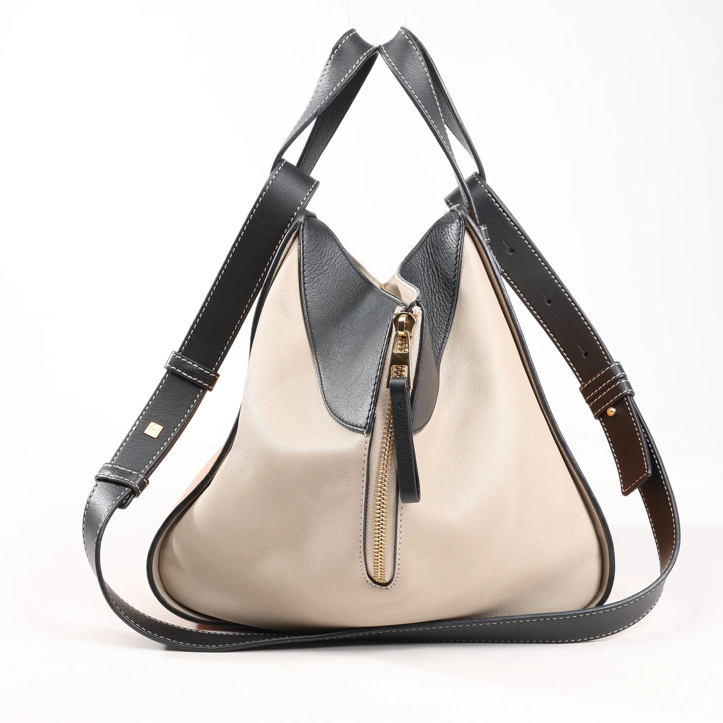 LOEWE Hammock Small Leather 2Way Handbag in Orange x Black x Beige