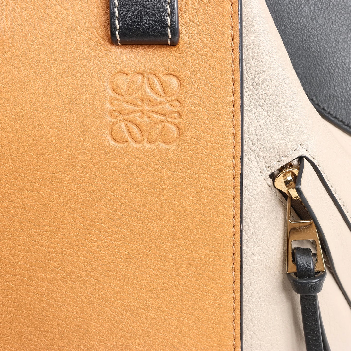 LOEWE Hammock Small Leather 2Way Handbag in Orange x Black x Beige