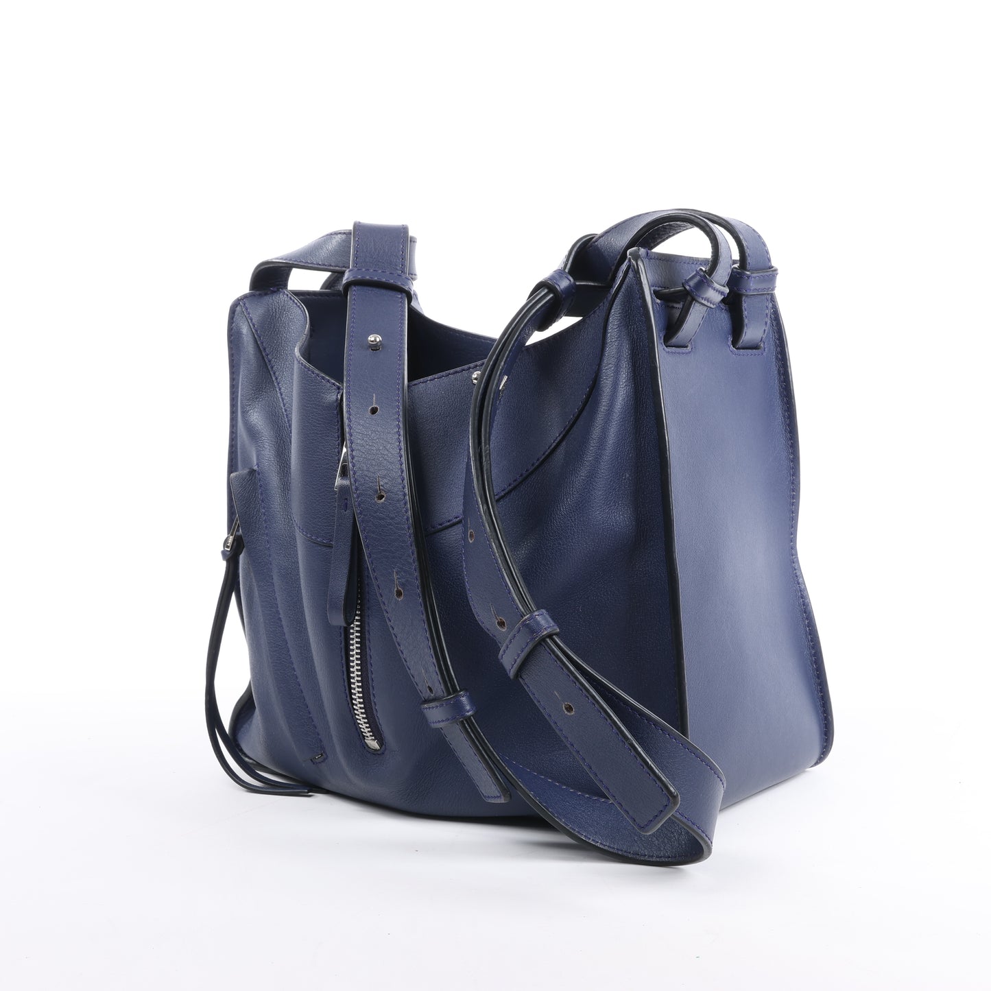 Petit sac à main bidirectionnel en cuir LOEWE Hammock, bleu marine