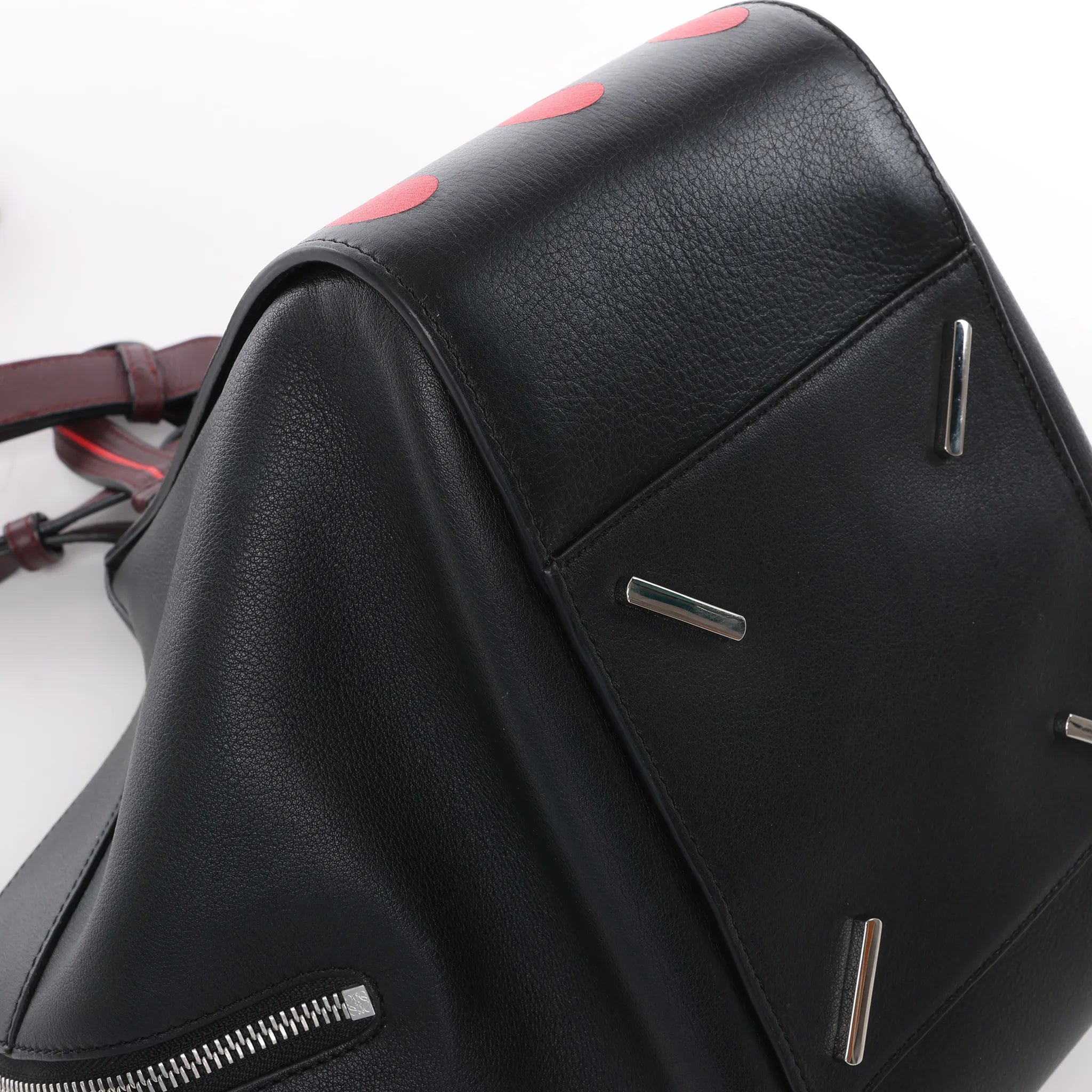 LOEWE Hammock Small Leather 2Way Handbag in Black x Red