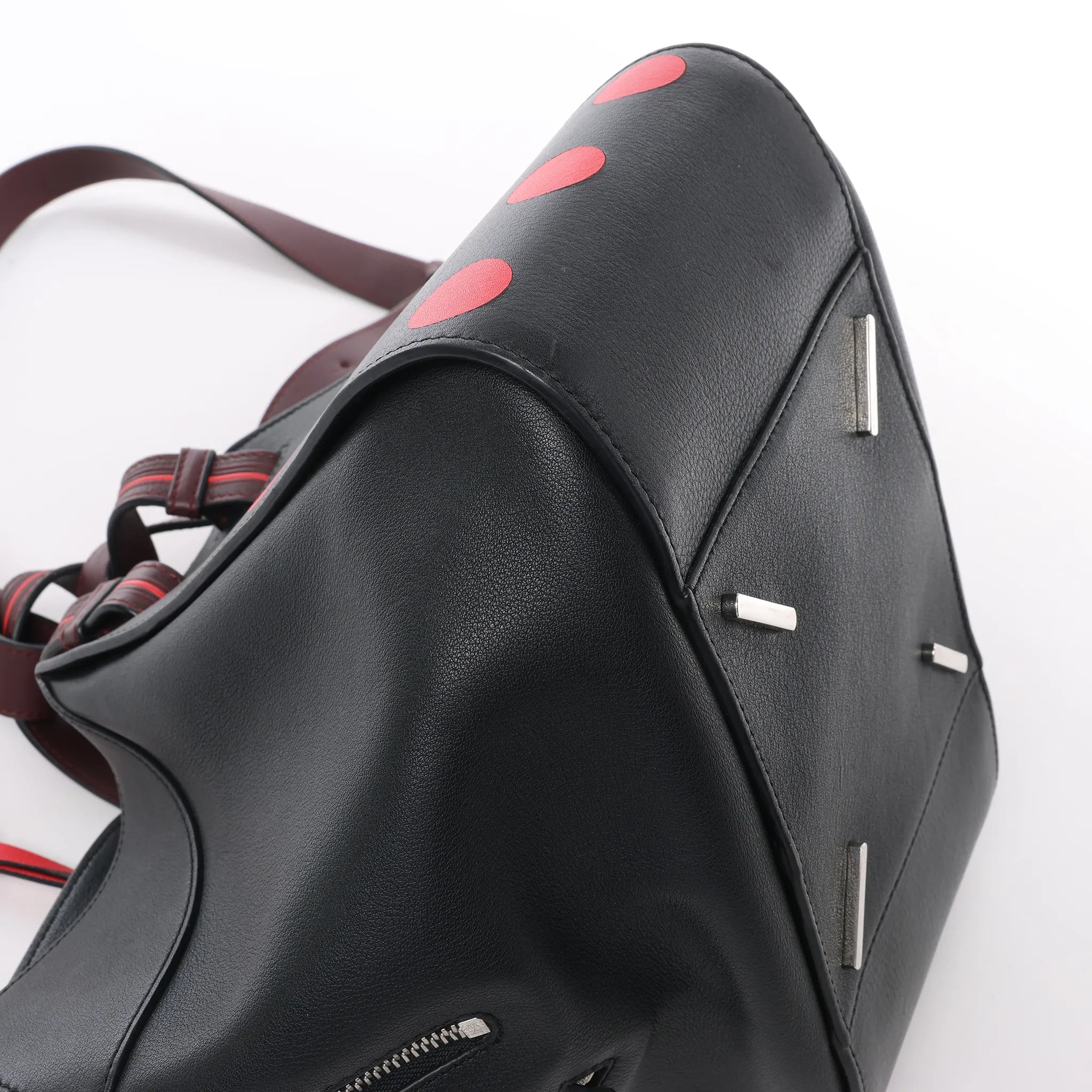 LOEWE Hammock Small Leather 2Way Handbag in Black x Red