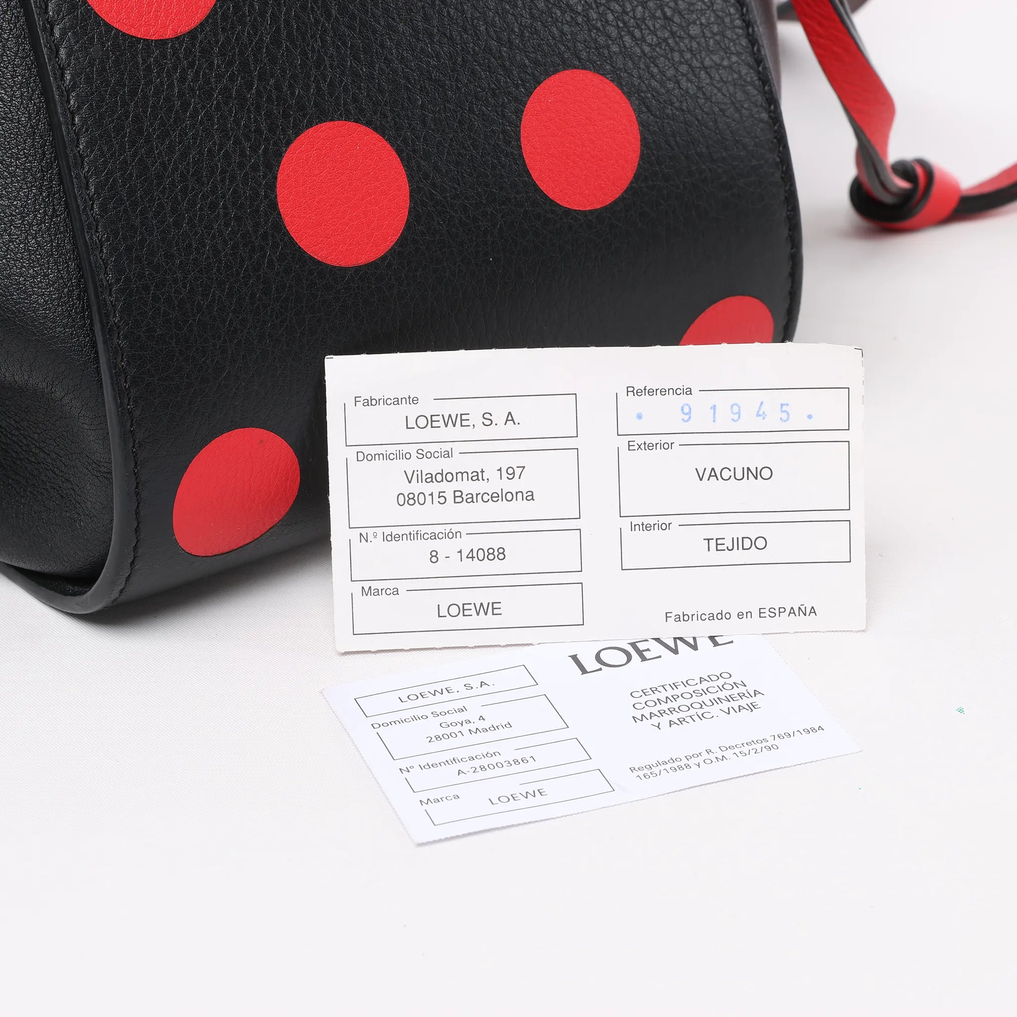 LOEWE Hammock Small Leather 2Way Handbag in Black x Red