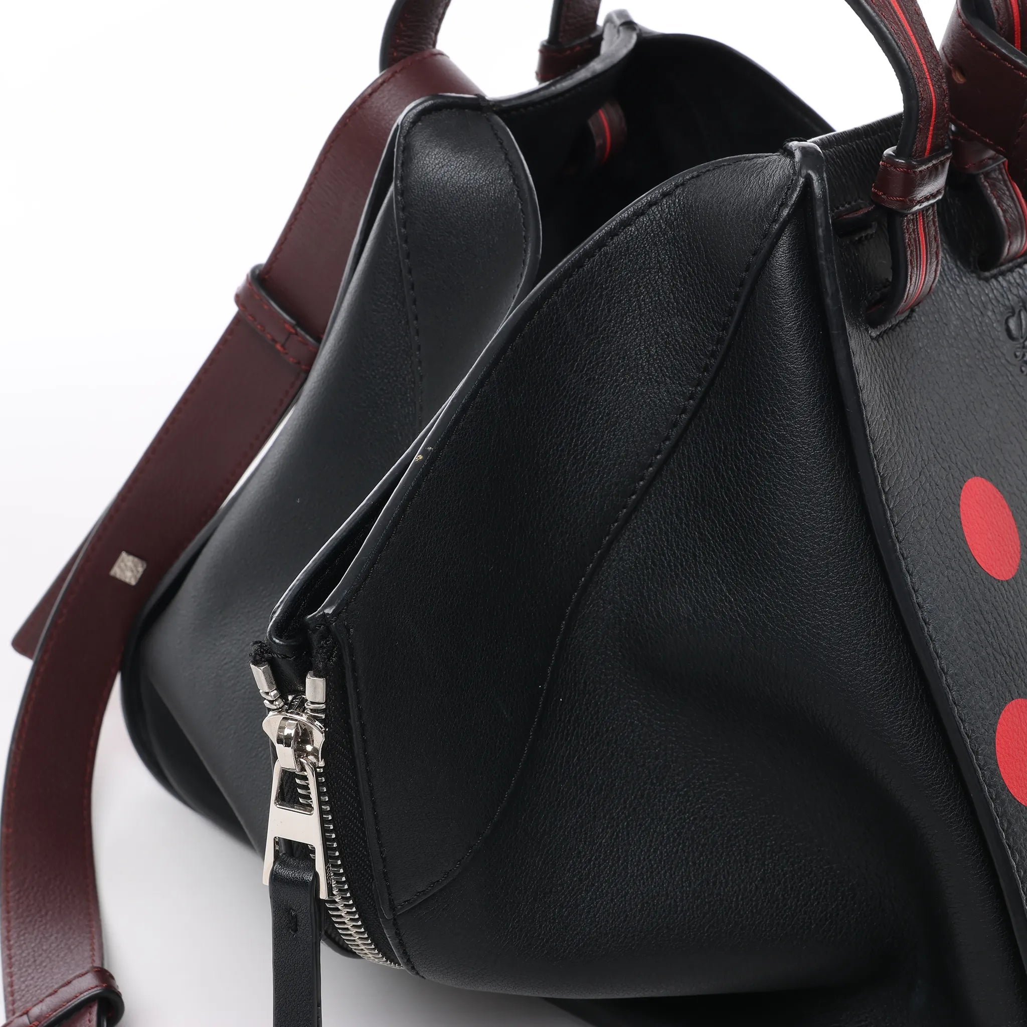LOEWE Hammock Small Leather 2Way Handbag in Black x Red