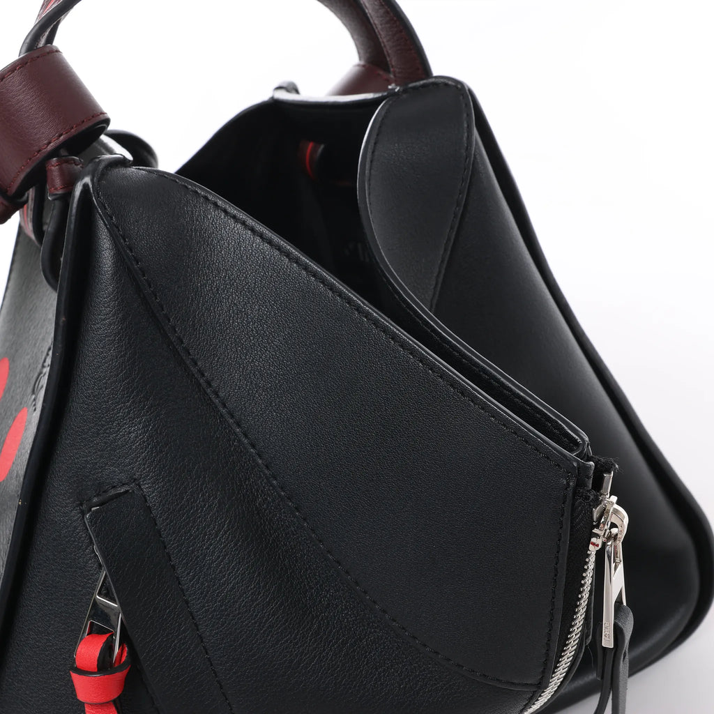 LOEWE Hammock Small Leather 2Way Handbag in Black x Red